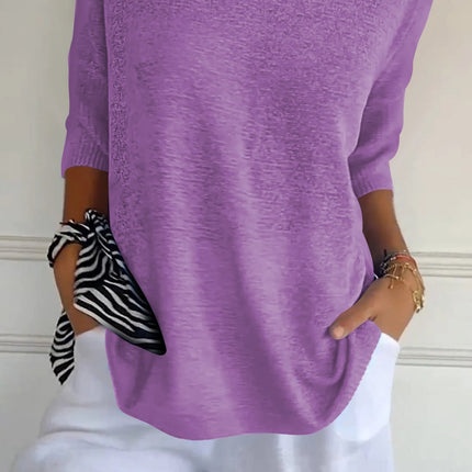Calliope | Plain Knitted Top with V-neckline