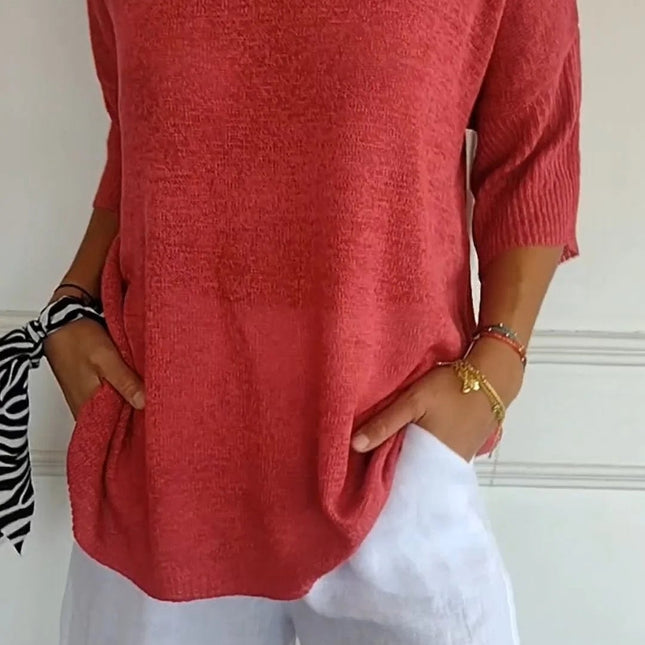 Calliope | Plain Knitted Top with V-neckline