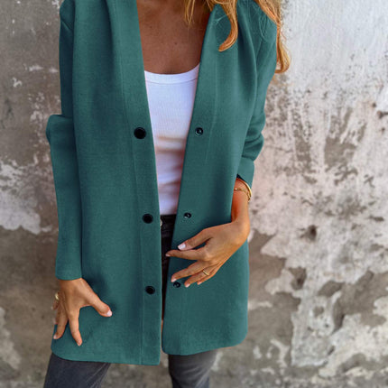 ELISA | Casual single-breasted blazer with hood