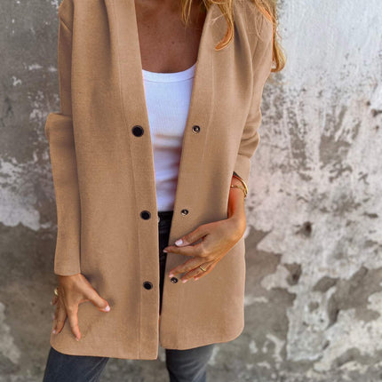 ELISA | Casual single-breasted blazer with hood