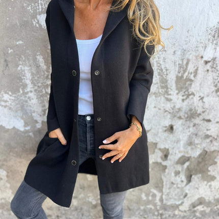 ELISA | Casual single-breasted blazer with hood