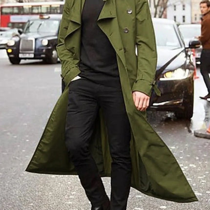 Lange heren trenchcoat met epauletten