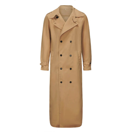 Lange heren trenchcoat met epauletten