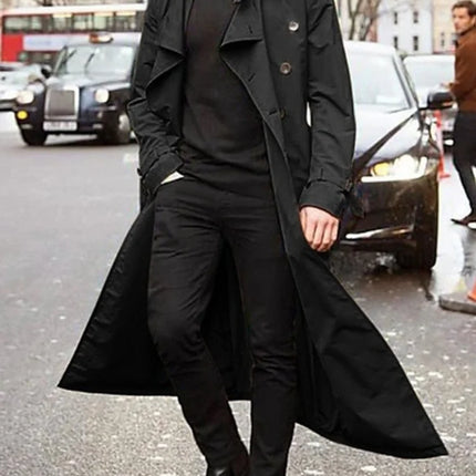 Lange heren trenchcoat met epauletten