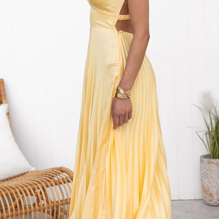Monique | V-neck Pleated Maxi Dress