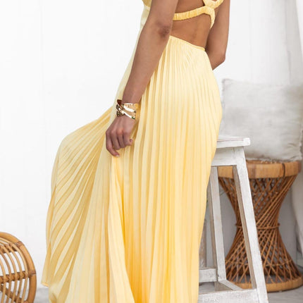 Monique | V-neck Pleated Maxi Dress