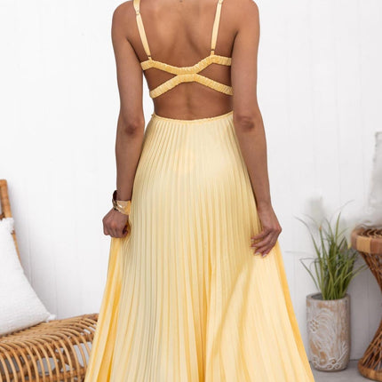 Monique | V-neck Pleated Maxi Dress