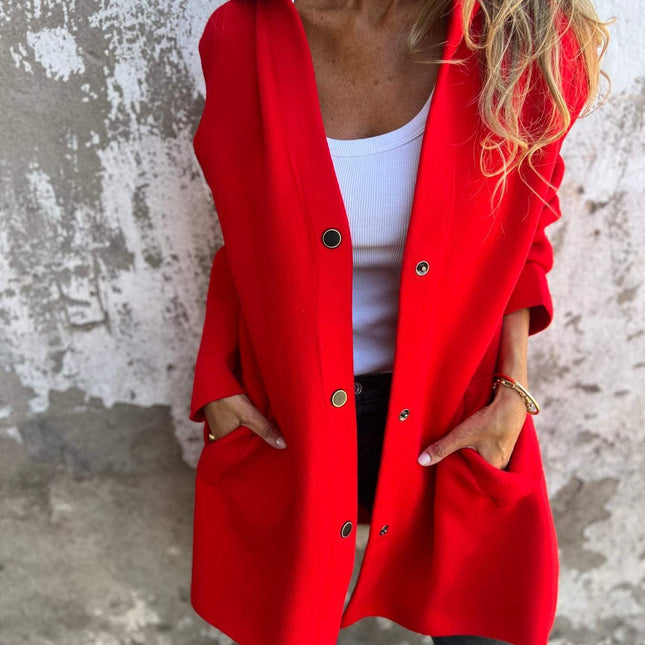 ELISA | Casual single-breasted blazer with hood