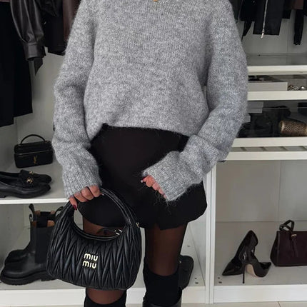 Rebecca | Elegant Velvet Bow Knit Sweater