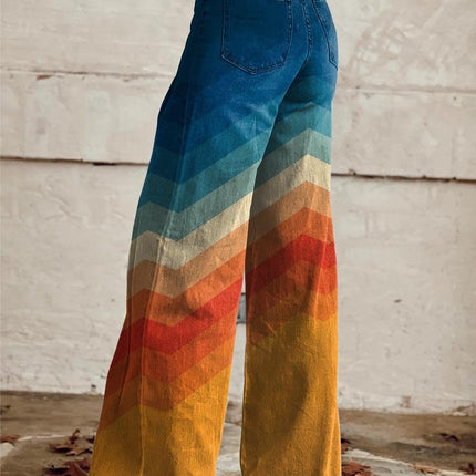 Caterina | Retro Wide-Leg Chevron Pants