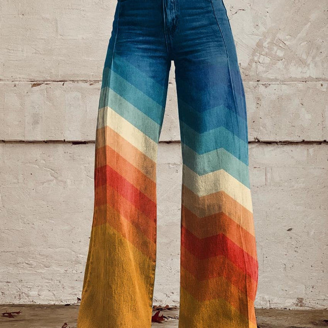 Caterina | Retro Wide-Leg Chevron Pants
